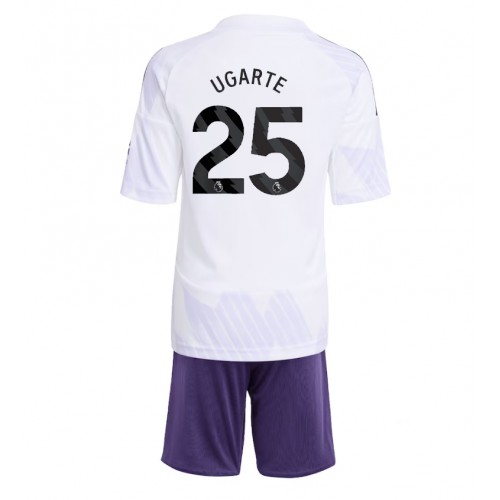 Stroje piłkarskie Manchester United Manuel Ugarte #25 Koszulka Wyjazdowej dla dzieci 2025-26 Krótki Rękaw (+ szorty)